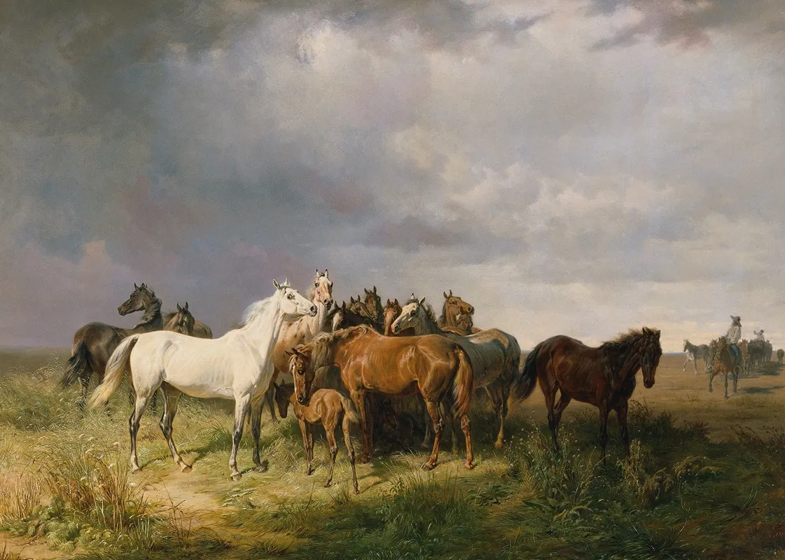 Pferde Auf Der Puszta Wall Art by Franz Adam - High-Resolution Digital Print