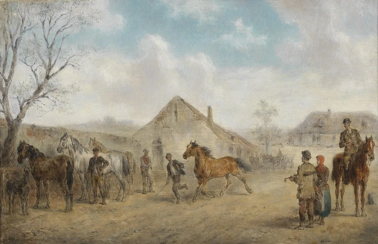 Pferdemarkt Am Dorfplatz Wall Art by Alfred Friedländer - High-Resolution Digital Print