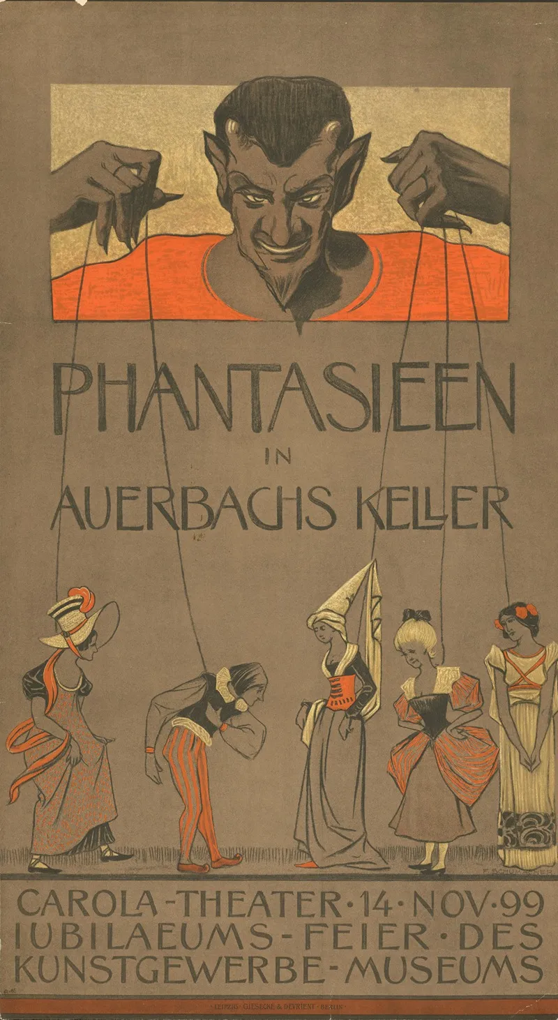 Phantasien In Auerbachs Keller Carola Theater Jubilaumsfeier Des Kunstgewerbemuseums Leipzig Wall Art by Fritz Schumacher - High-Resolution Digital Print
