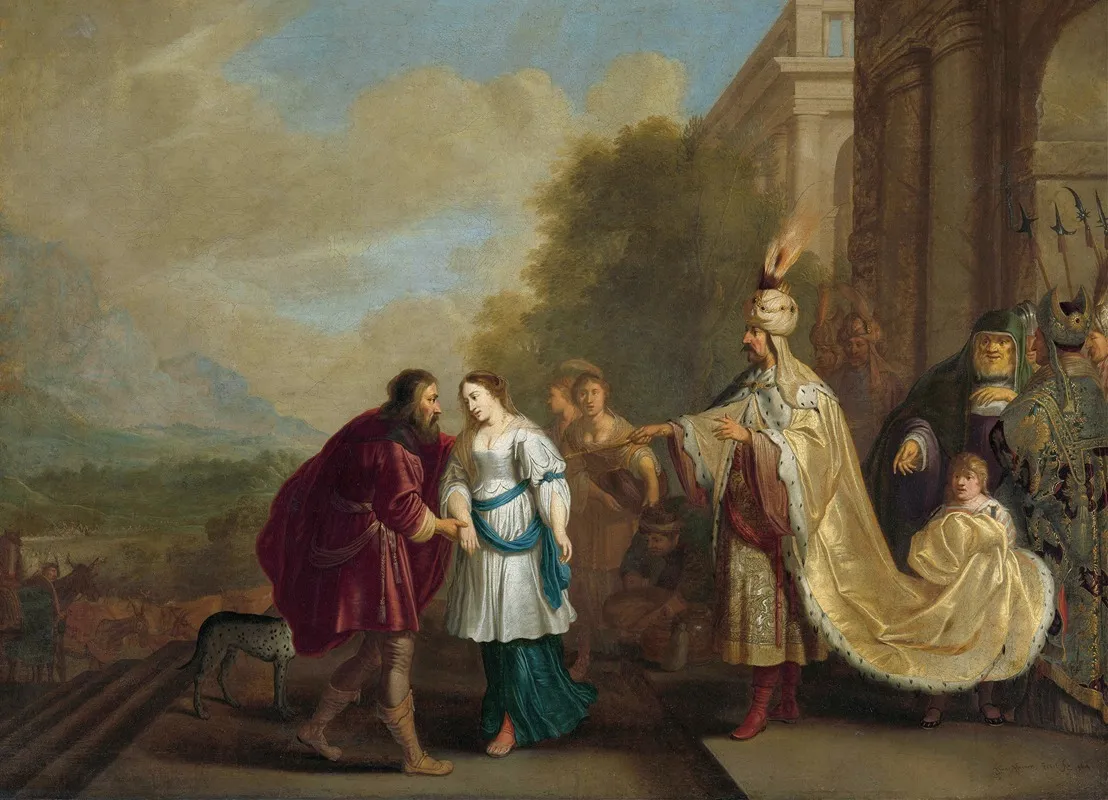 Pharaoh Gives Sarah Back To Abraham Wall Art by Isaac Isaacsz - High-Resolution Digital Print