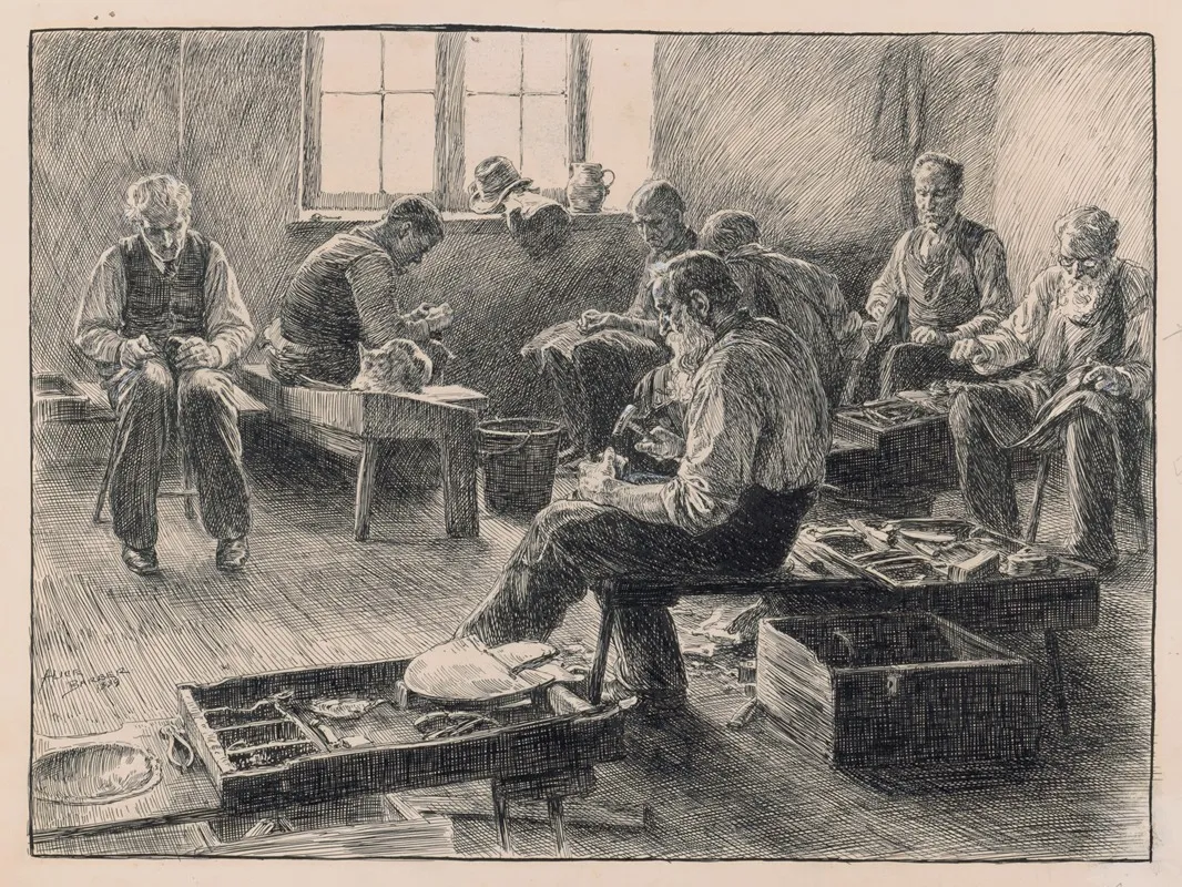 Philadelphia Alms House A Busy Corner In The Shoemakers Room Wall Art by Alice Barber Stephens - High-Resolution Digital Print