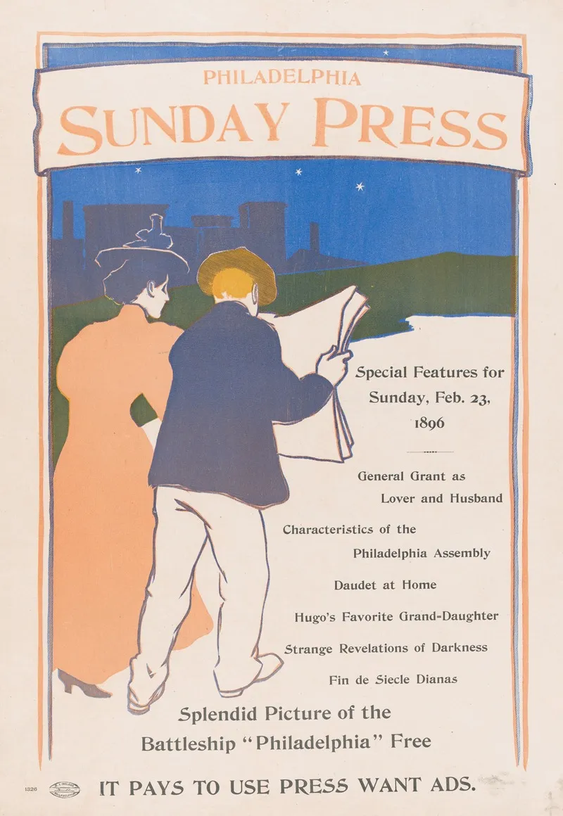 Philadelphia Sunday Press February 23 1896 Wall Art by George Reiter Brill - High-Resolution Digital Print