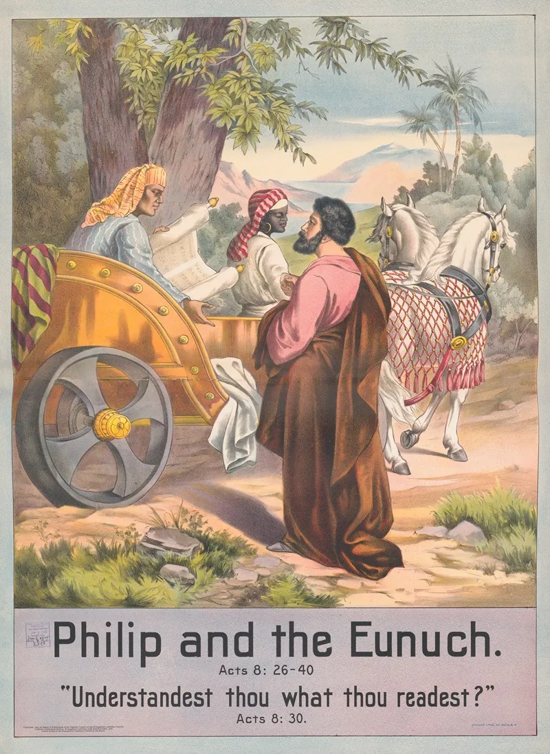 Philip And The Eunuch 2 Wall Art by Stecher Litho. Co - High-Resolution Digital Print