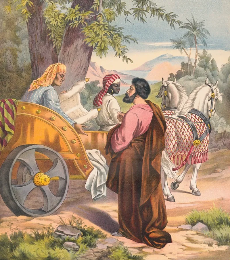 Philip And The Eunuch Wall Art by Stecher Litho. Co - High-Resolution Digital Print