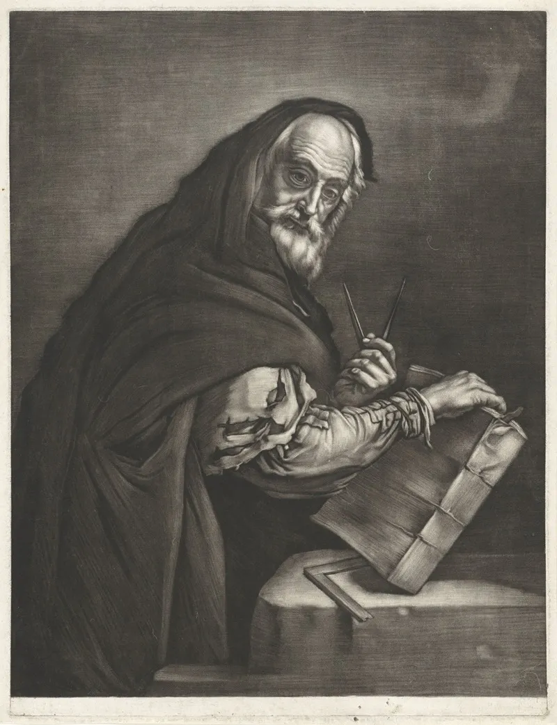 Philosopher With A Compass And A Book Wall Art by Bernard Vaillant - High-Resolution Digital Print