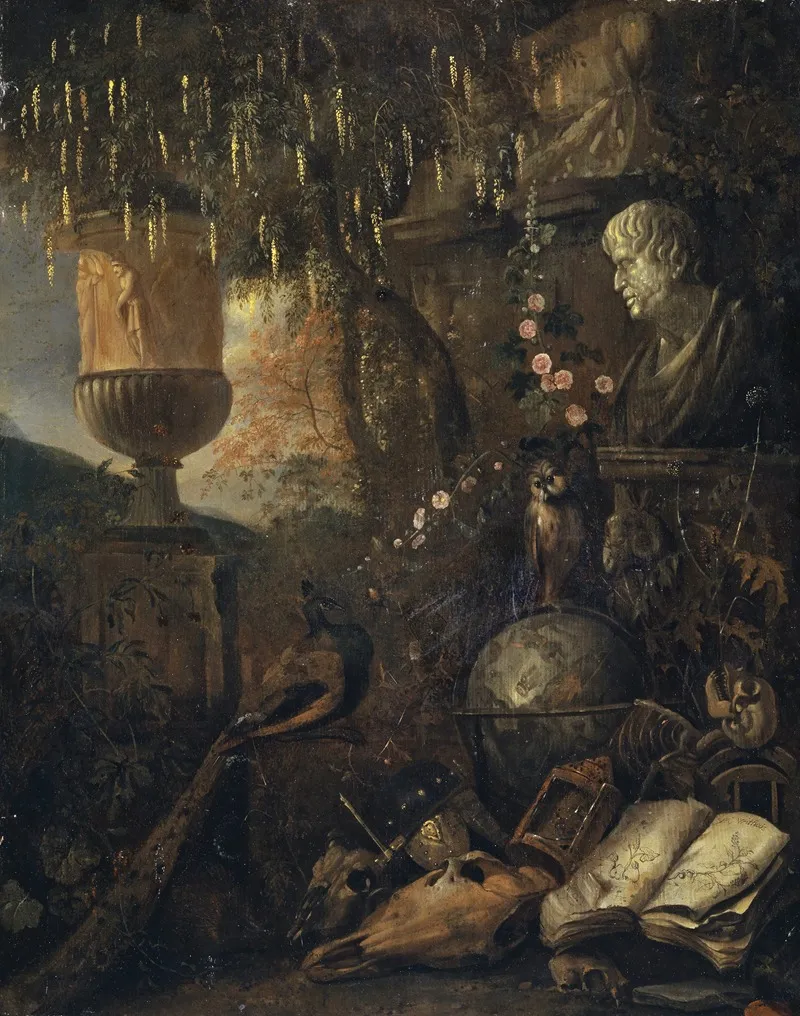 Philosophisches Vanitas Stillleben Wall Art by Matthias Withoos Amersfoort - High-Resolution Digital Print