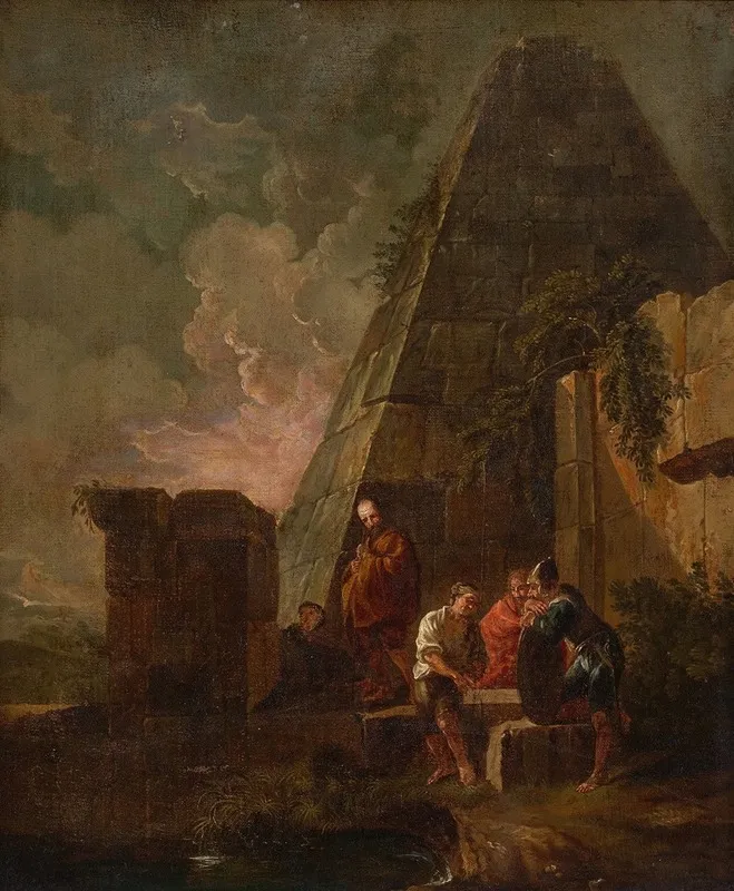 Philosphers And Soldiers Among Ancient Ruins Including The Pyramid Of Gaius Cestius