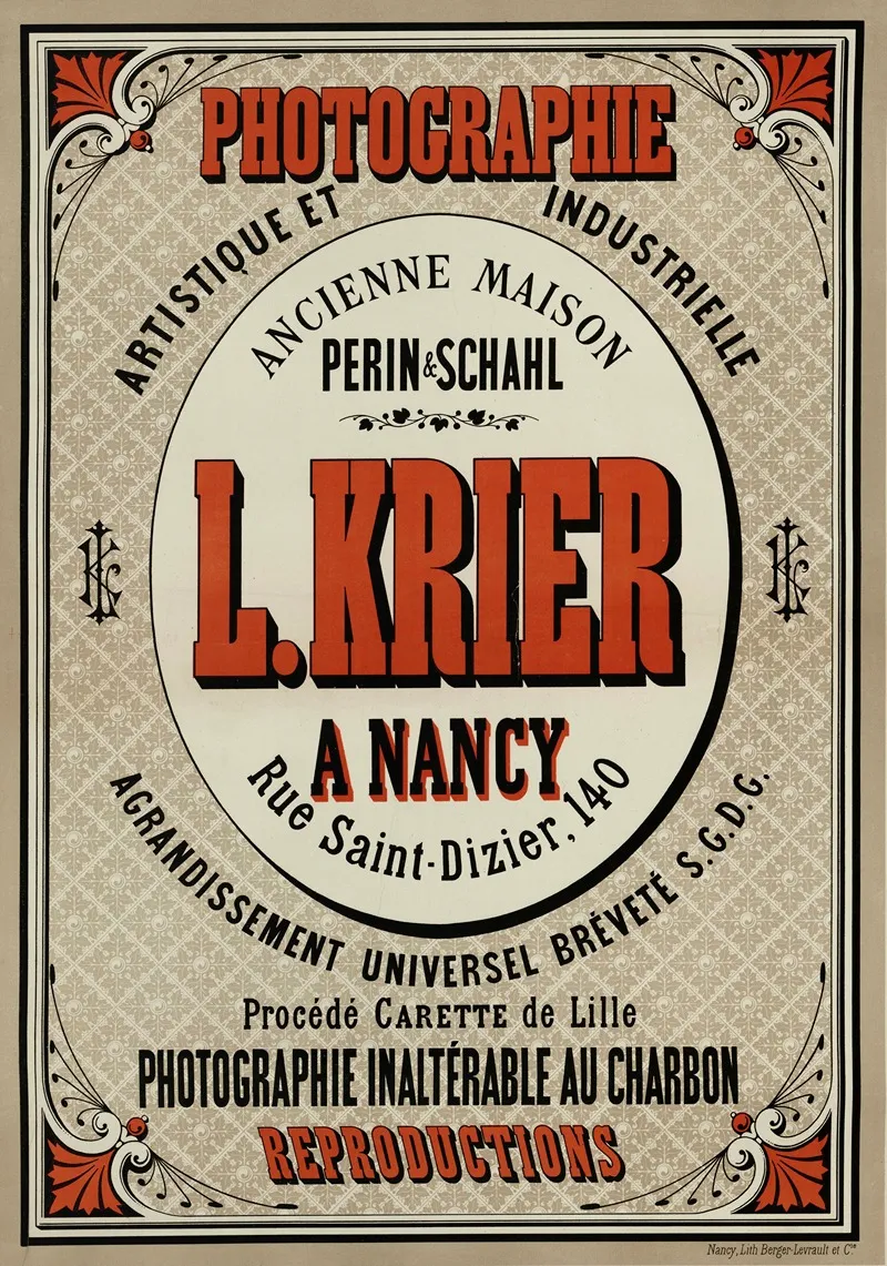 Photographie Artistique Et Industrielle Ancienne Maison Perin Schahl L Krier A Nancy R Wall Art by Anonymous - High-Resolution Digital Print