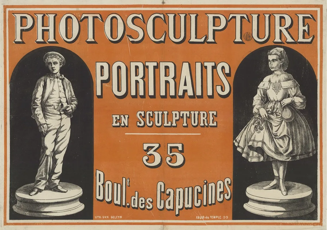 Photosculpture Portraits En Sculpture 35 Boulvart Sic Des Capucines Wall Art by Lith. Van Geleyn - High-Resolution Digital Print
