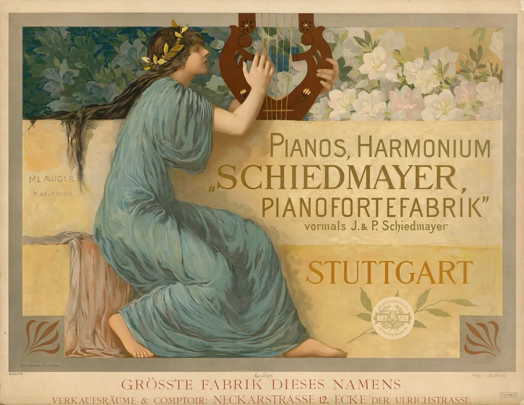 Pianos Harmonium Schiedmayer Pianofortefabrik Wall Art by Max Laeuger - High-Resolution Digital Print