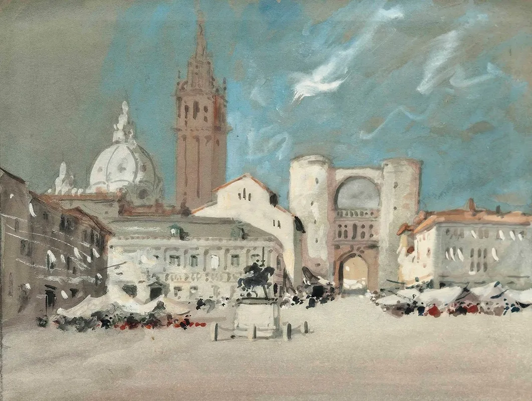 Piazza Dei Signori Padua Wall Art by Hercules Brabazon Brabazon - High-Resolution Digital Print