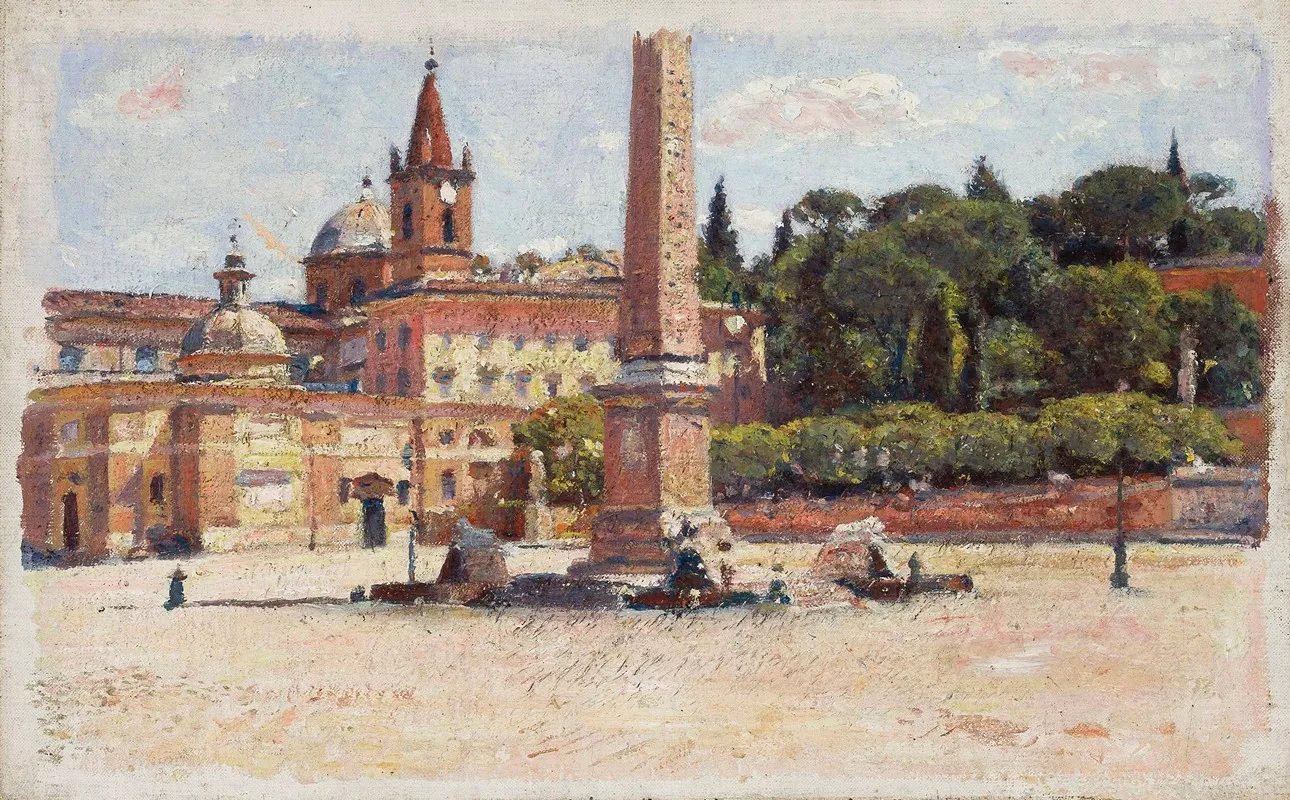 Piazza Del Popolo In Rome Sketch