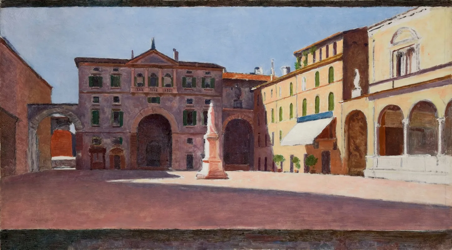 Piazza Di Dante In Verona Wall Art by Aleksander Gierymski - High-Resolution Digital Print