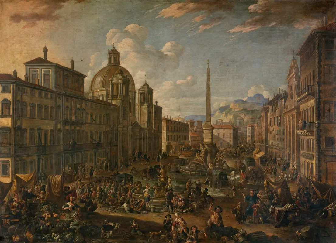 Piazza Navona In Rome Wall Art by Anton Goubau - High-Resolution Digital Print
