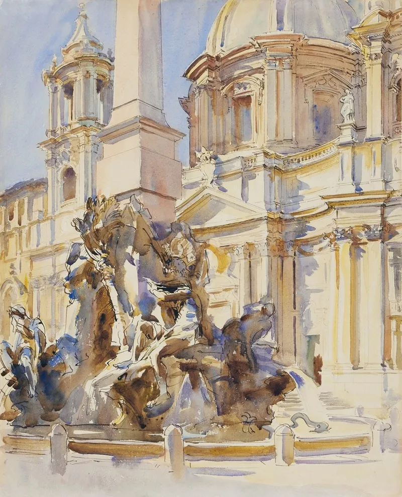 Piazza Navona Rome 2 Wall Art by John Singer Sargent - High-Resolution Digital Print