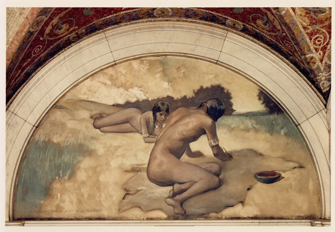 Picture Writing Mural In Evolution Of The Book Series Wall Art by John White Alexander - High-Resolution Digital Print