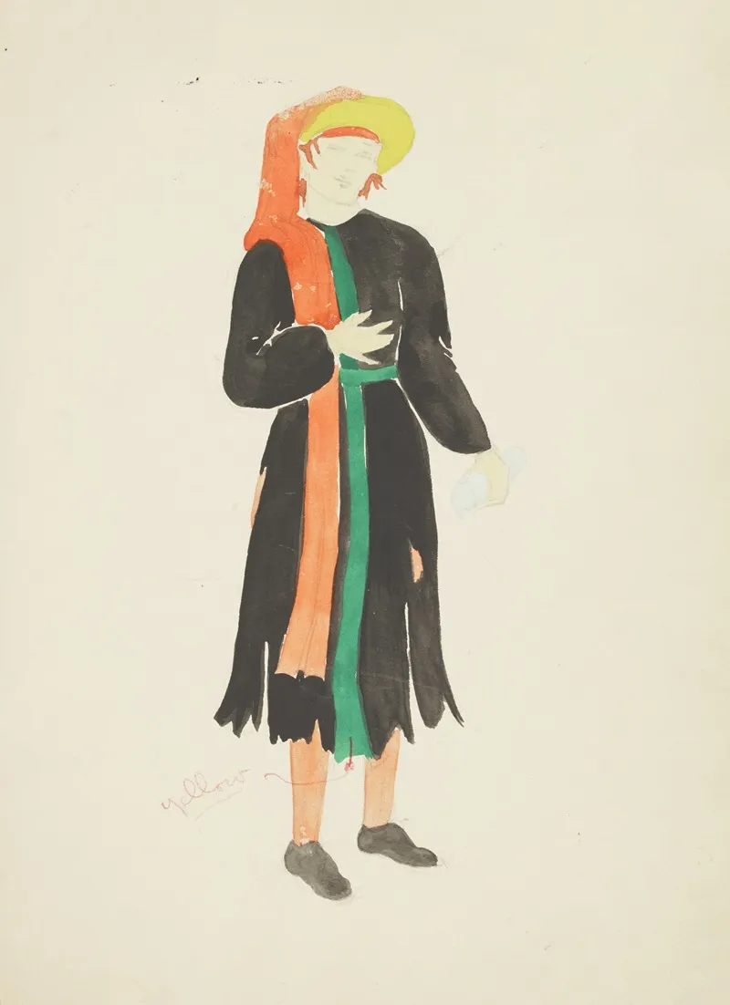 Pierre Patelin Master Patelin Ragged Black Robe Yellow Hat And Orange Scarf Wall Art by Miss Lucy - High-Resolution Digital Print