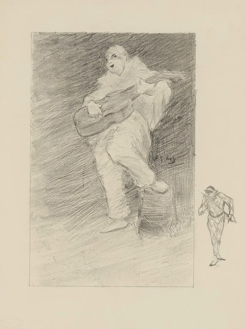 Pierrot Musicien Wall Art by Henri-Gabriel Ibels - High-Resolution Digital Print
