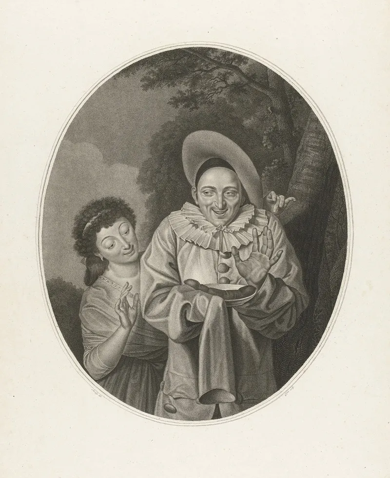 Pierrot With Sausage Wall Art by Jacques Louis Copia - High-Resolution Digital Print