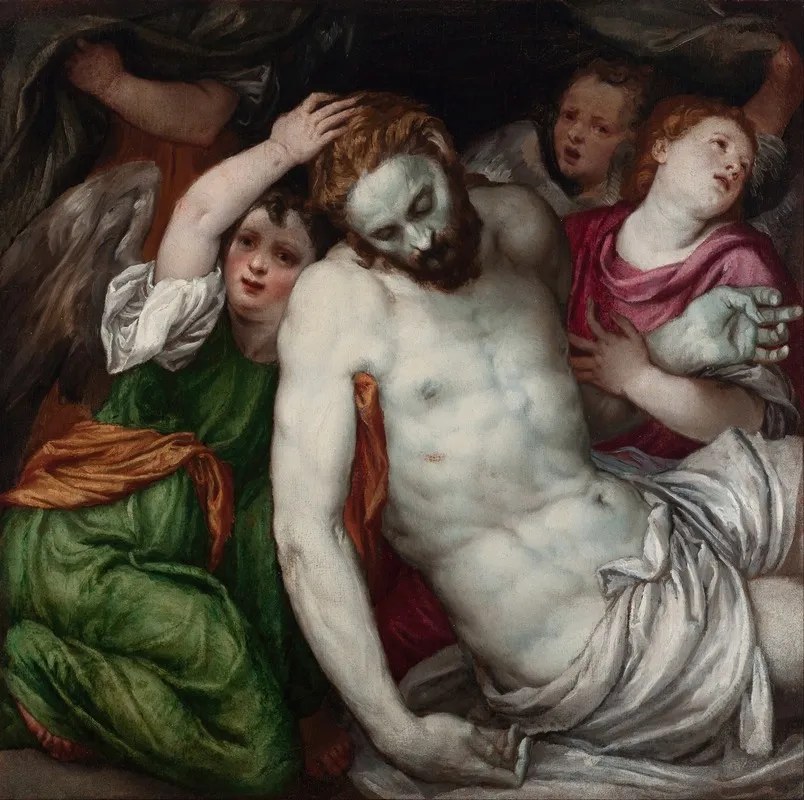 Pieta And Angels Wall Art by Lambert Sustris - High-Resolution Digital Print