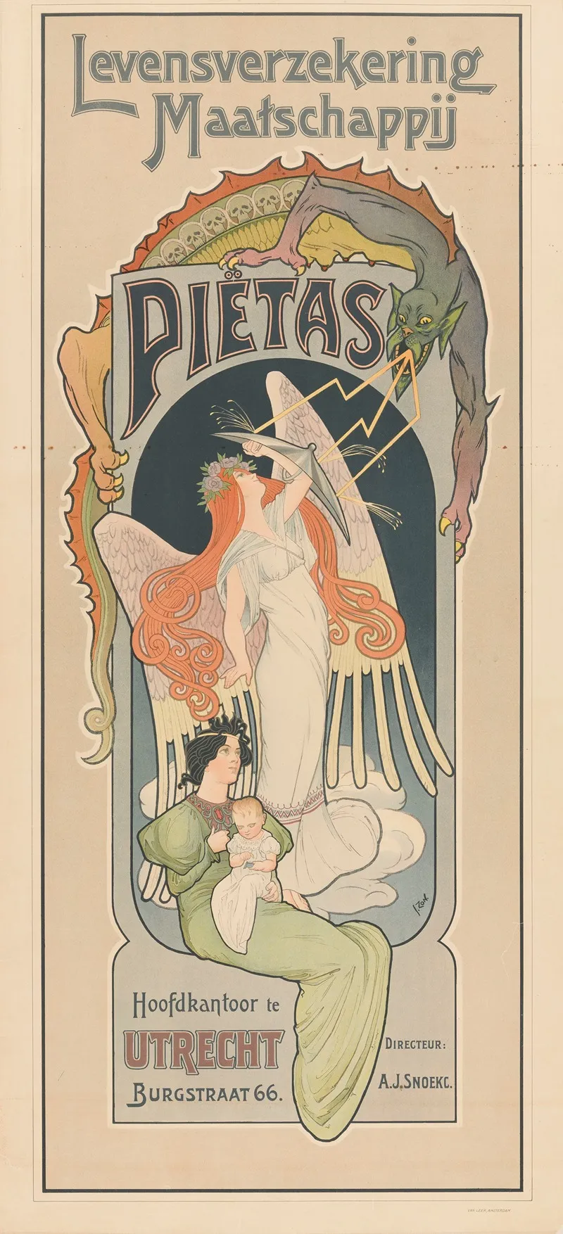 Pietas Levensverzekering Maatschappij Hoofdantor Te Utrecht Burgstraat 66 2 Wall Art by Jacques Zon - High-Resolution Digital Print