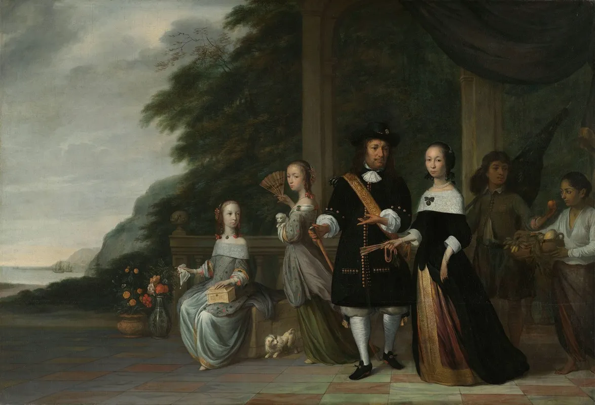 Pieter Cnoll Cornelia Van Nijenrode Their Daughters And Two Enslaved Servants Wall Art by Jacob Coeman - High-Resolution Digital Print