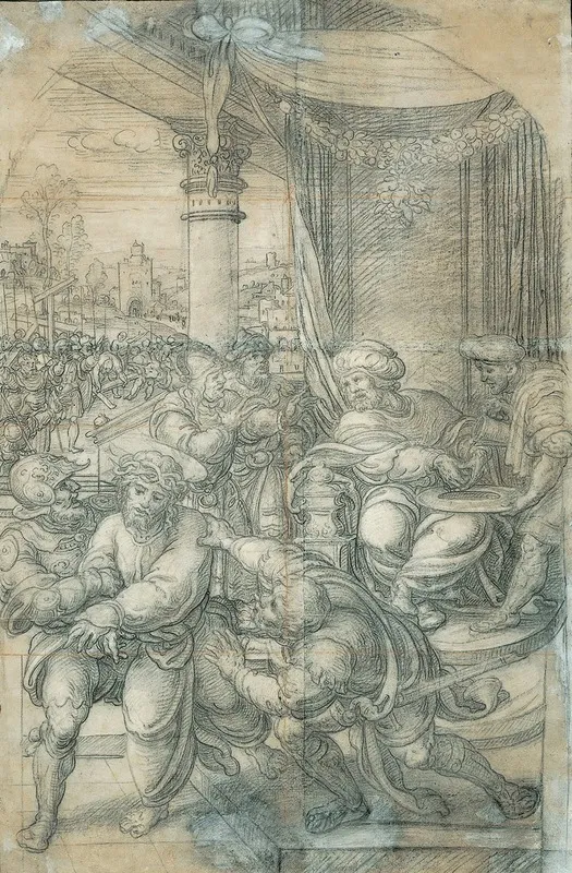 Pilate Washing His Hands Early Wall Art by Bernard van Orley - High-Resolution Digital Print