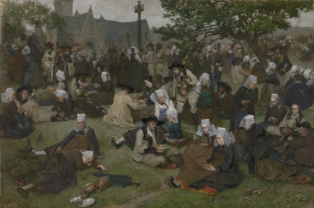 Pilgrimage In Brittany Wall Art by Charles-Henri Pille - High-Resolution Digital Print