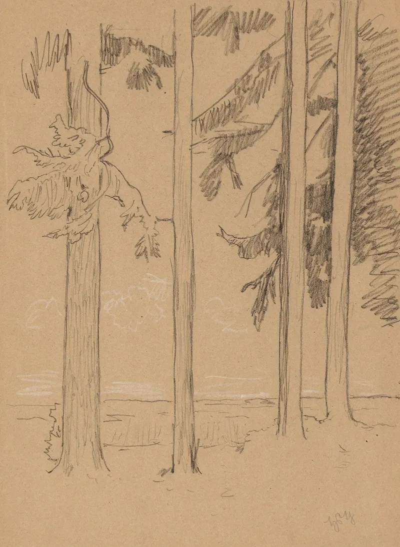 Pine Trees Near Seyfriedsberg Wall Art by Hans Thoma - High-Resolution Digital Print
