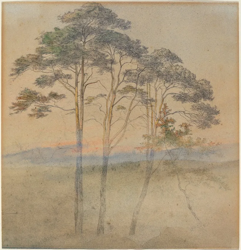 Pines In A Morning Fog Wall Art by Ernst Ferdinand Oehme - High-Resolution Digital Print