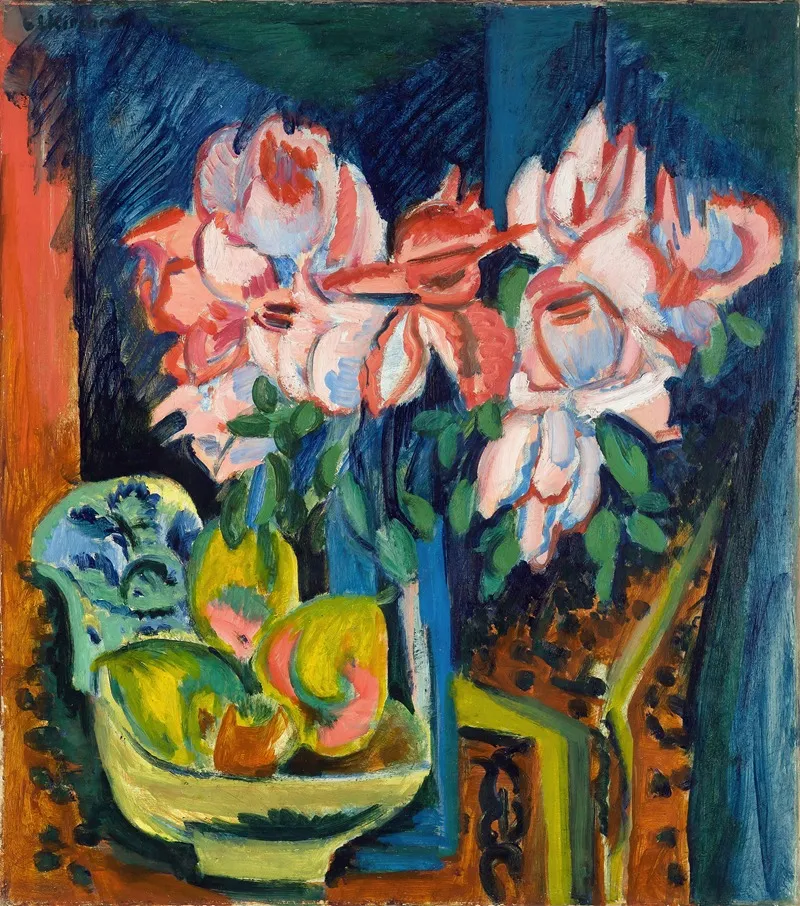 Pink Roses Wall Art by Ernst Ludwig Kirchner - High-Resolution Digital Print