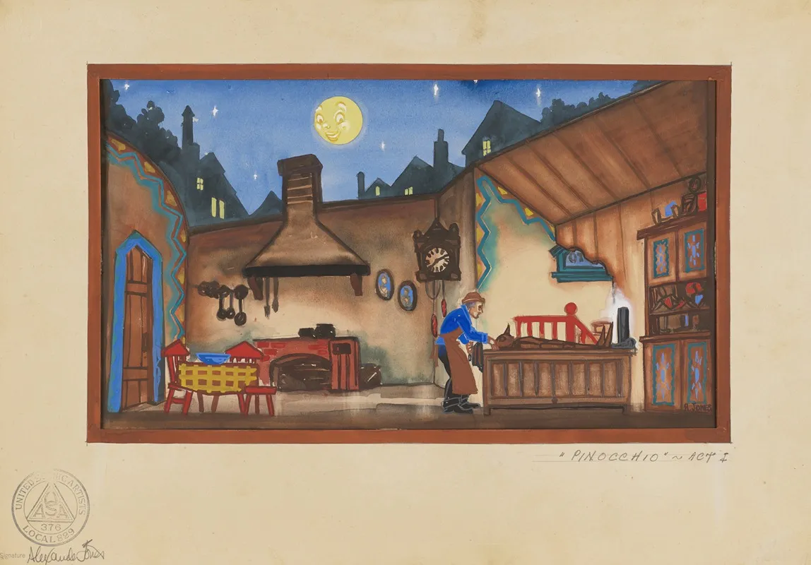 Pinocchio Act I Gepettos Homeworkshop Wall Art by Alexander Jones - High-Resolution Digital Print