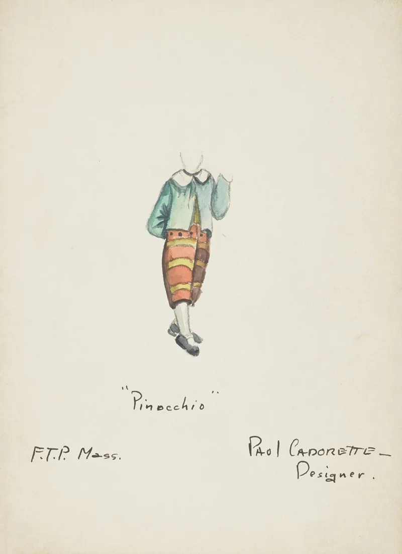 Pinocchio Blue Coat With White Collar Wall Art by Paul Cadorette - High-Resolution Digital Print