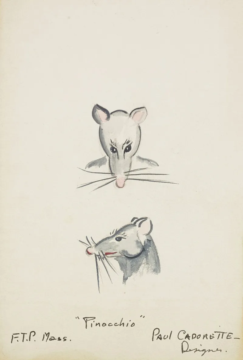 Pinocchio Mouse Head Grey Mouse Head Wall Art by Paul Cadorette - High-Resolution Digital Print