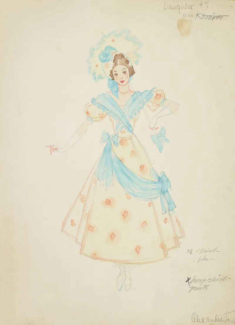 Pirates Of Penzance Daughter 7 Yellow Gown With Orange Print by Alex Jones - High-Resolution Digital Print