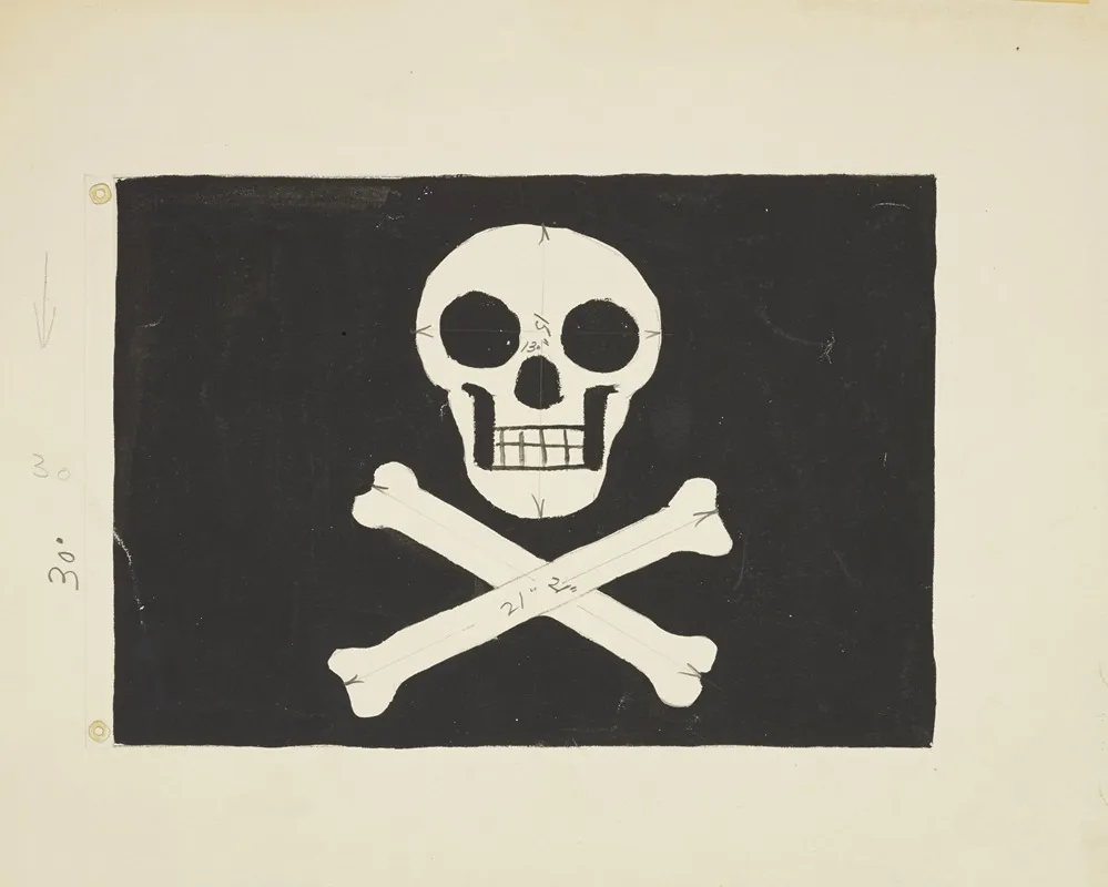 Pirates Of Penzance Jolly Roger Flag Black Flag With White Skull And Crossbones Wall Art by John Glidden - High-Resolution Digital Print