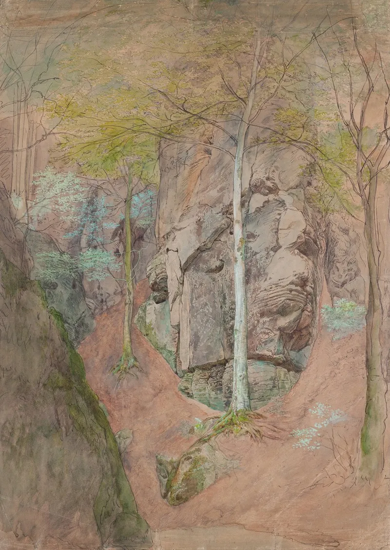 Piskovcove Skaly Se Stromy Na Hruboskalsku Wall Art by Josef Mánes - High-Resolution Digital Print
