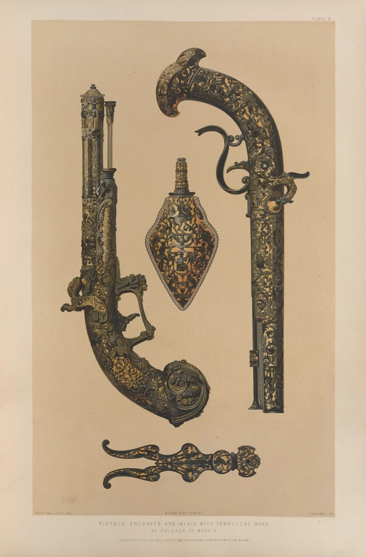 Pistols Engraved And Inlaid With Damascene Work