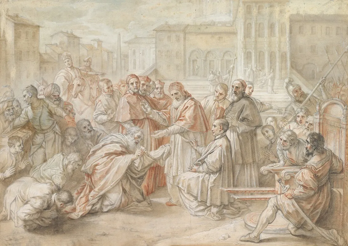 Pius V And The Ambassador Of The King Of Poland Wall Art by Benedetto Luti - High-Resolution Digital Print