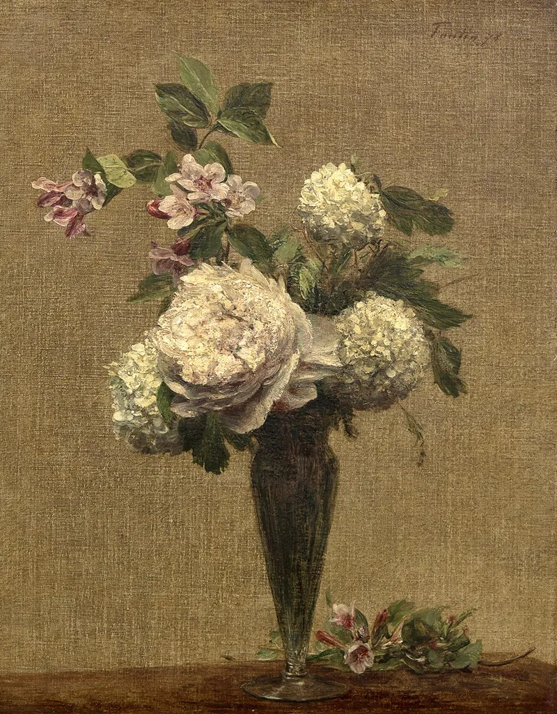 Pivoines Et Boules De Neige Wall Art by Henri Fantin-Latour - High-Resolution Digital Print