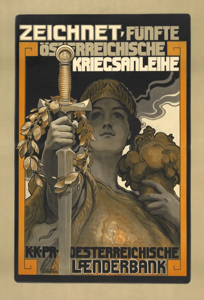 Plakat Der Osterreichischen Landerbank Fur Die 5 Kriegsanleihe Wall Art by J. Weiner - High-Resolution Digital Print