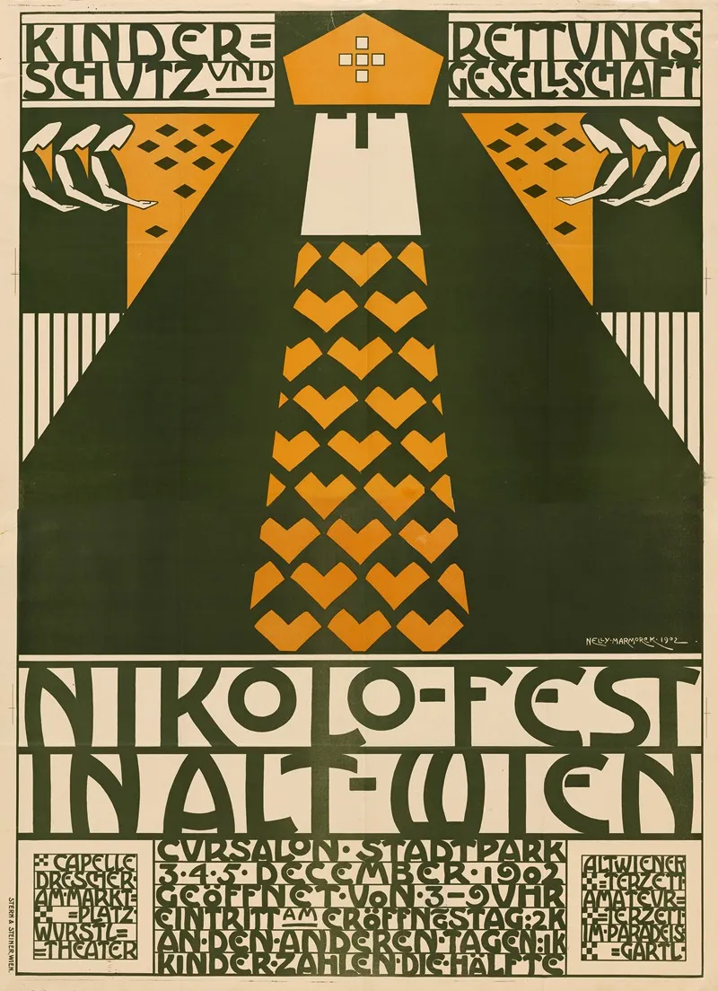 Plakat Fur Das Nikolo Fest In Alt Wien Kinder Schutz Und Rettungsgesellschaft Vom 3 5 Dezember 1902 Wall Art by Nelly Marmorek - High-Resolution Digital Print