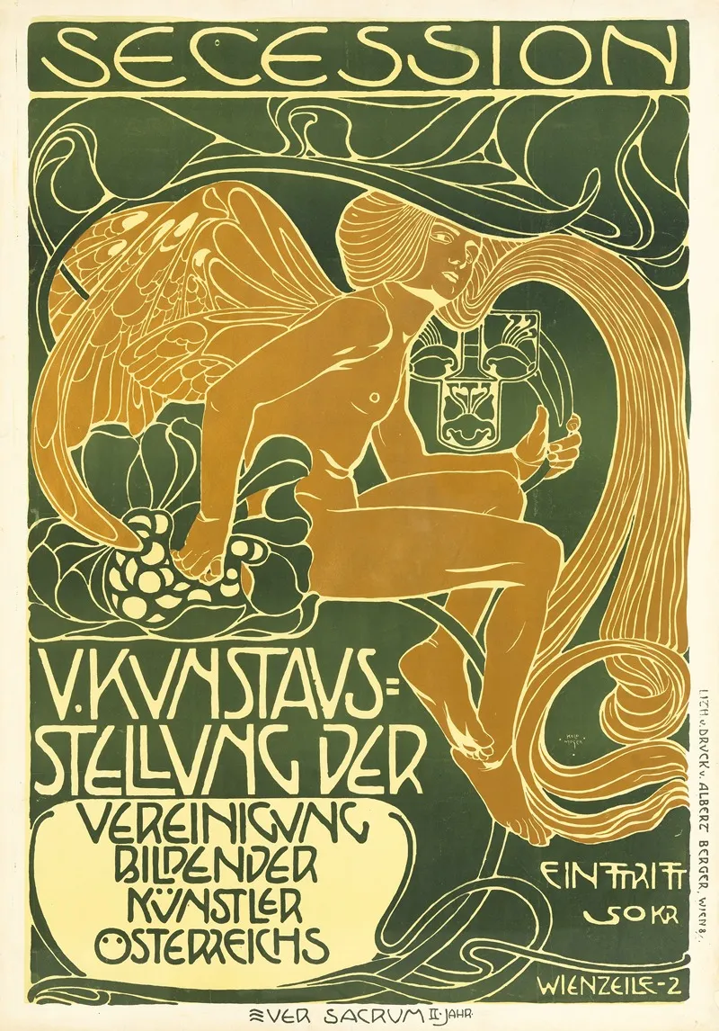 Plakat Fur Die 5 Ausstellung Der Secession Wall Art by Koloman Moser - High-Resolution Digital Print