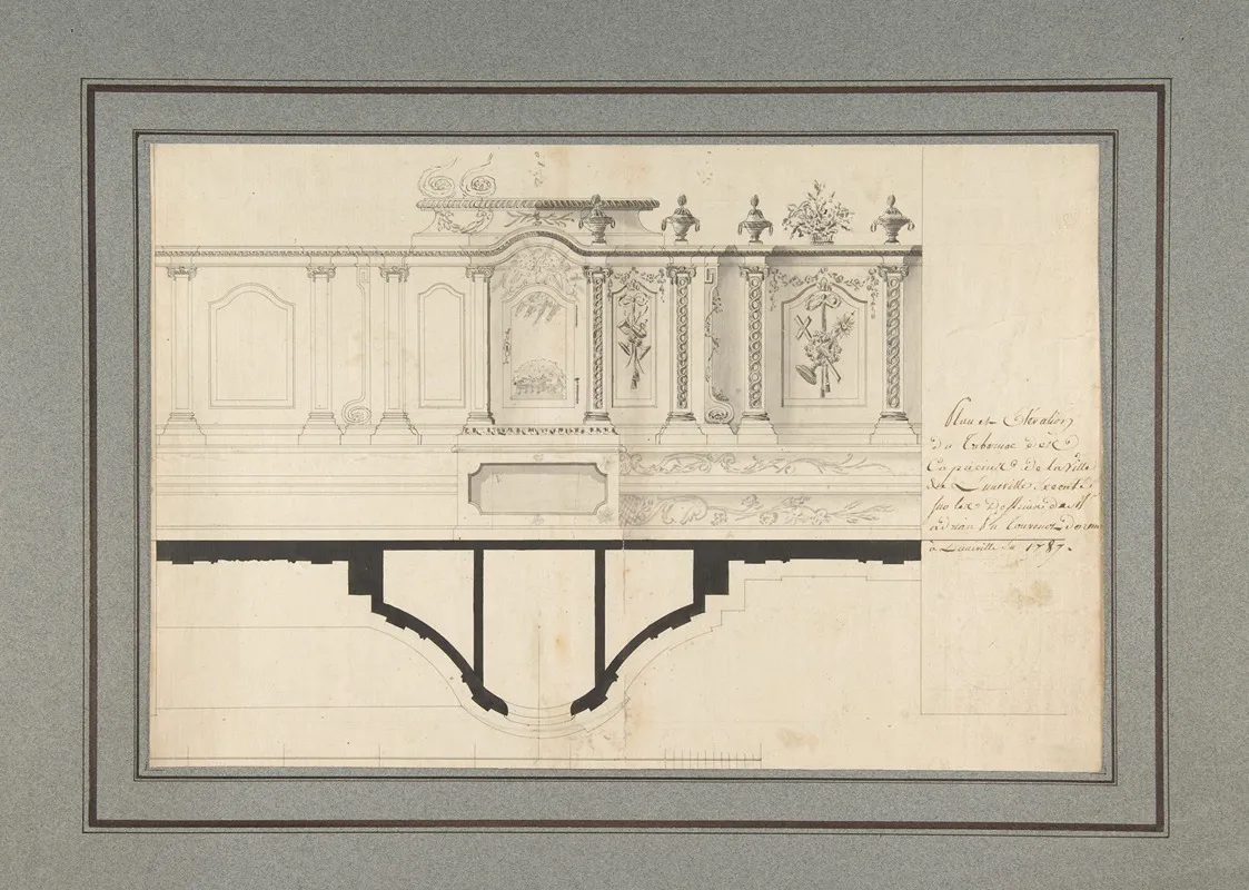 Plan And Elevation Of The Capuchin Tabernacle Of Luneville Wall Art by Adrian La Touvenot - High-Resolution Digital Print