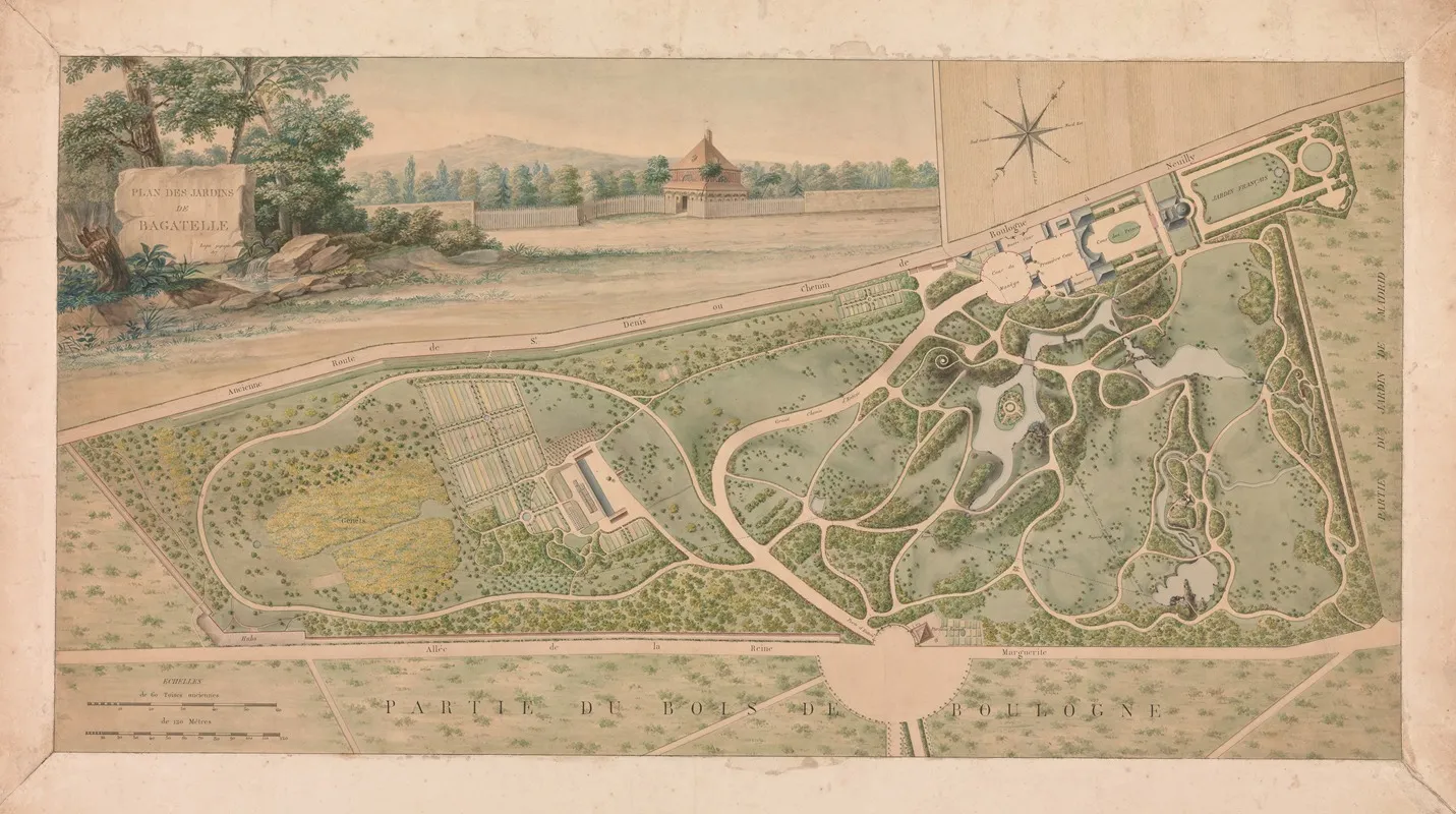Plan For The Garden Of The Chateau De Bagatelle Wall Art by Pierre Lapie - High-Resolution Digital Print