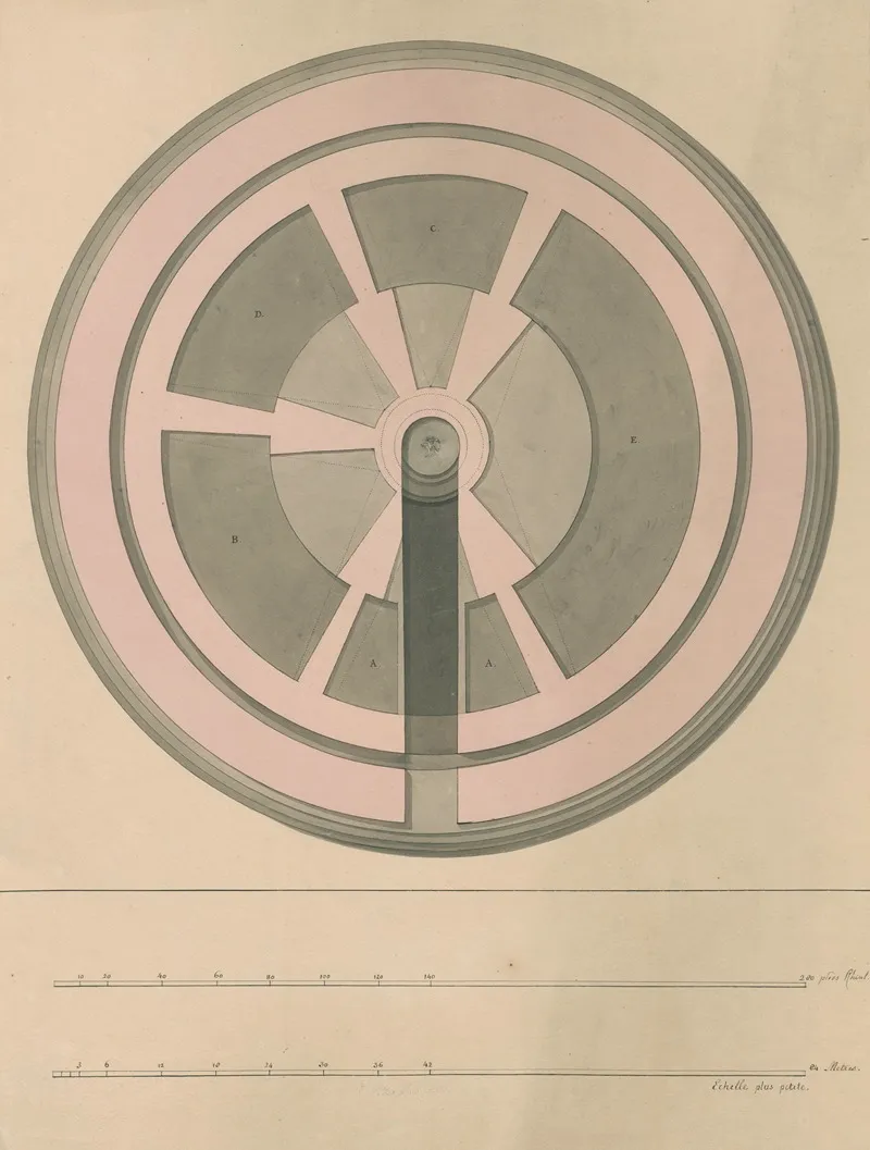 Plan Of A Round Building The Pinacotheca For Schematic Painting