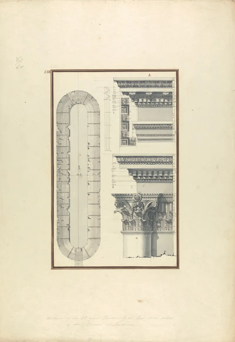 Plan Of The Circus And Details Of Capitals And Other Ornaments From Laodicea