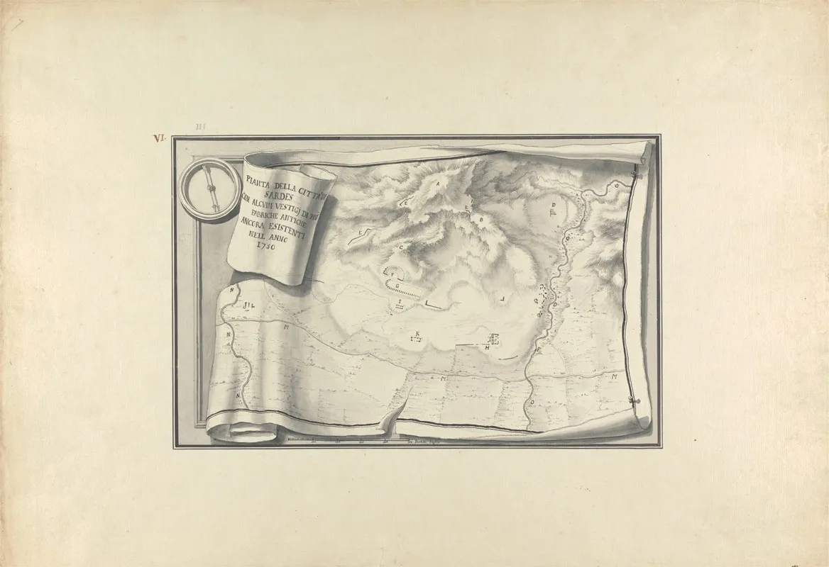 Plan Of The Ruins At Sardis With Vestiges Of Ancient Buildings Still Existing In 1750
