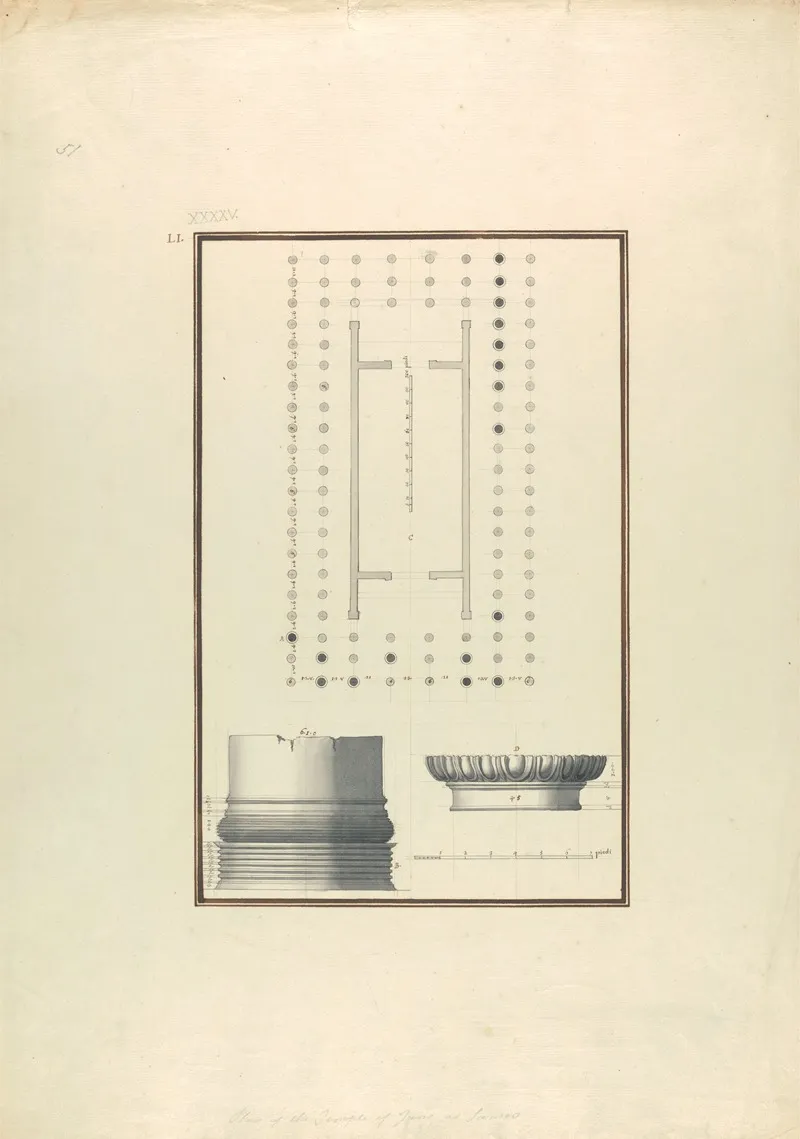 Plan Of The Temple Of Juno At Samos And Details Of A Column