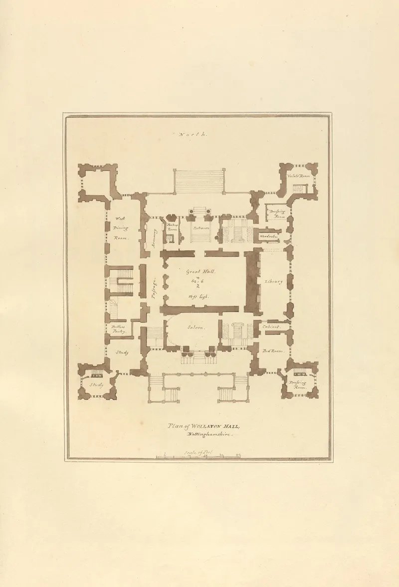 Plan Of Wollaton Hall Notthinghamshire